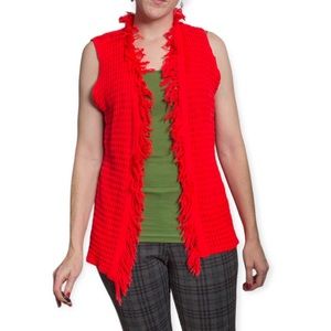 60s-70s Vintage red crochet vest with fringe